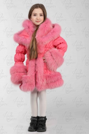 A jacket made of stretchproof fabric and natural fox fur