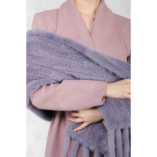 Hand-knitting VISON shawl (Canadian mink