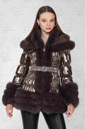 Waterproof Jacket with natural fox fur edges