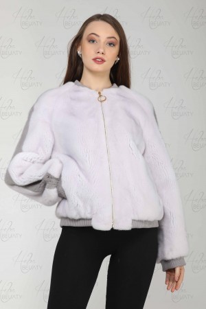 Jacket of faux fur (Canadian mink) sapphire color