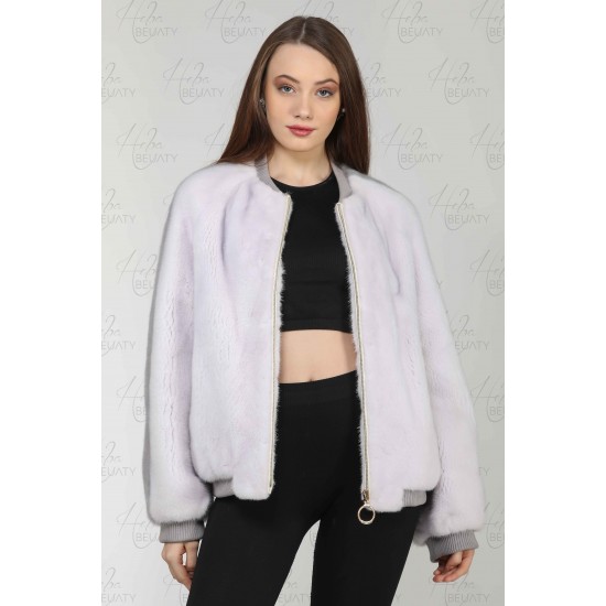 Jacket of faux fur (Canadian mink) sapphire color