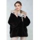 Black and white plaque fur jacket