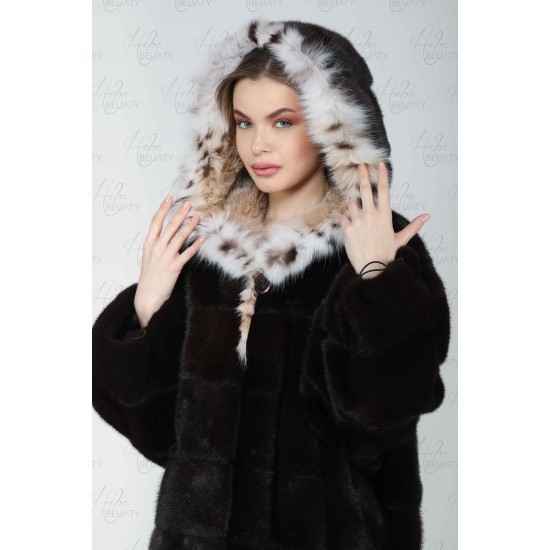 Black and white plaque fur jacket