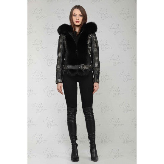 Sheepskin jacket with fox fur