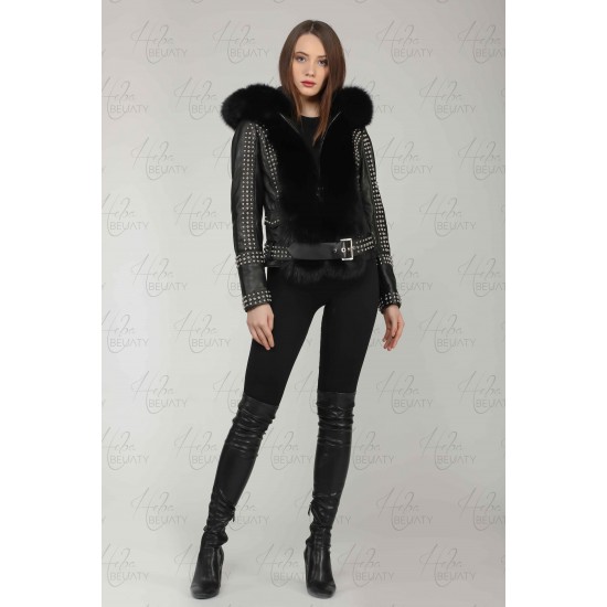 Sheepskin jacket with fox fur