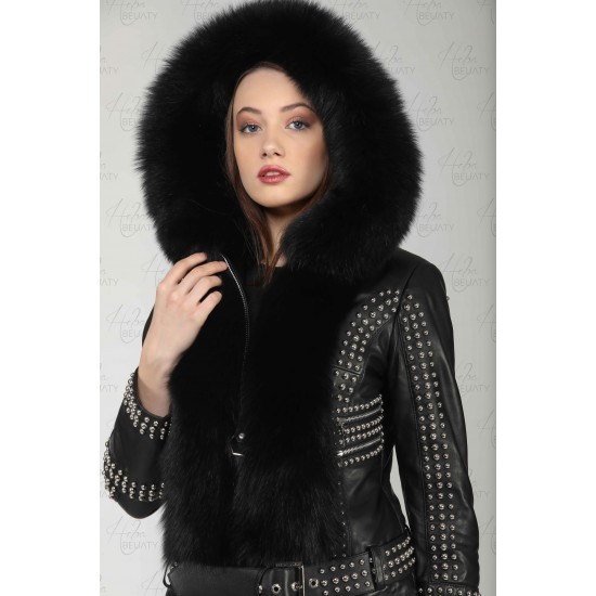 Sheepskin jacket with fox fur