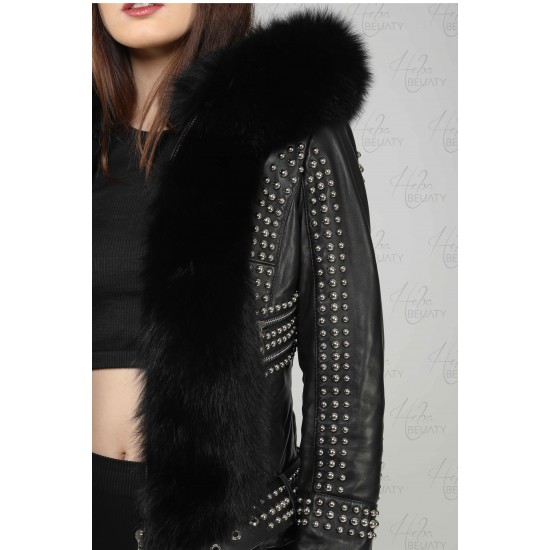 Sheepskin jacket with fox fur