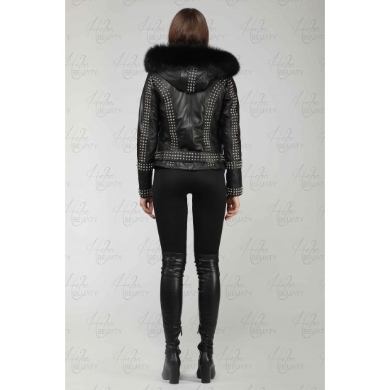 Sheepskin jacket with fox fur