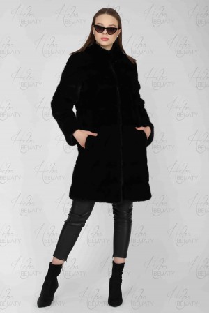 Black jacket of natural faux fur