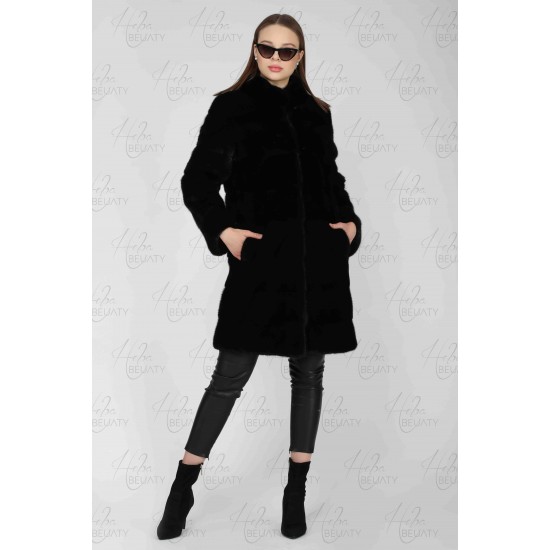 Black jacket of natural faux fur