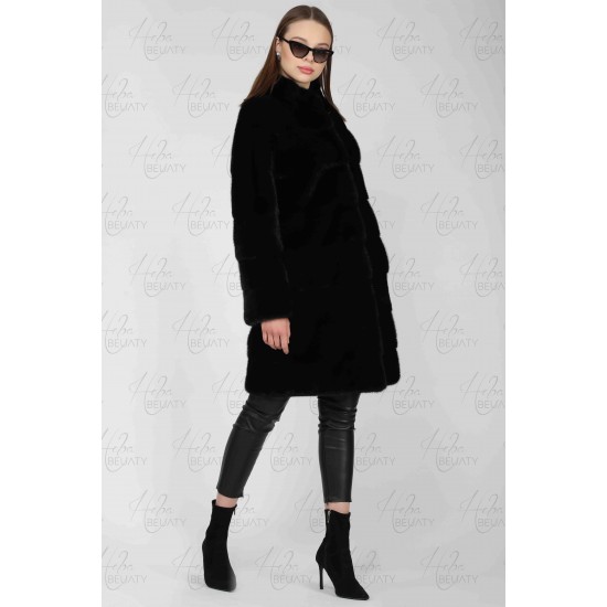 Black jacket of natural faux fur