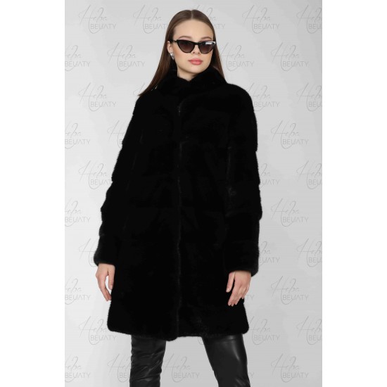 Black jacket of natural faux fur