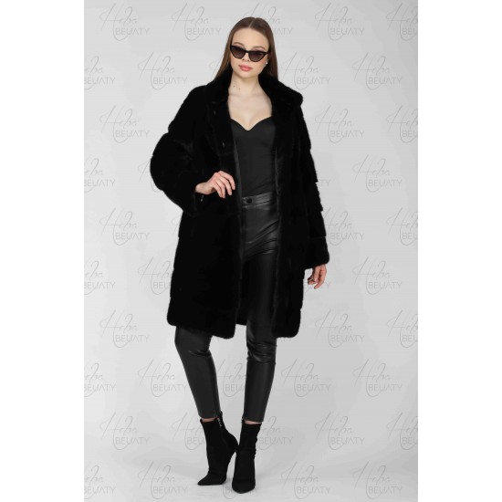 Black jacket of natural faux fur