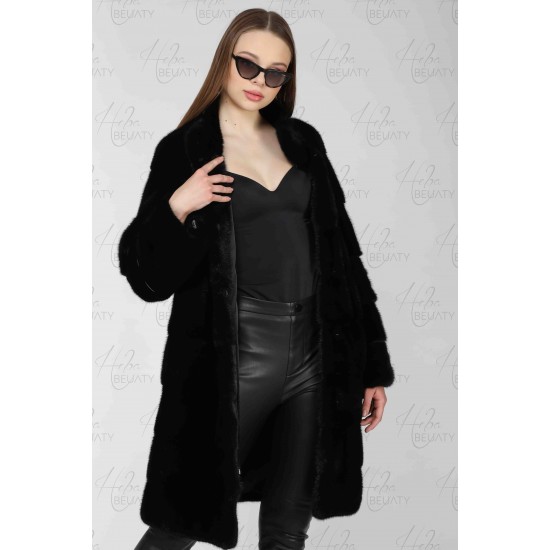 Black jacket of natural faux fur