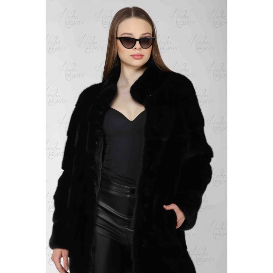 Black jacket of natural faux fur