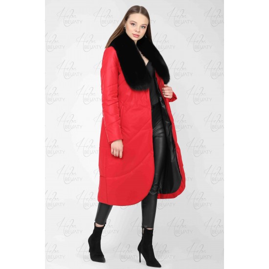 Jacket, stretch fabric, with natural fox fur