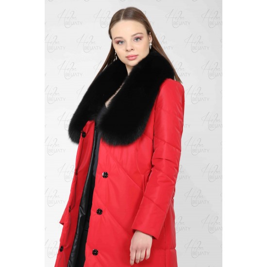 Jacket, stretch fabric, with natural fox fur